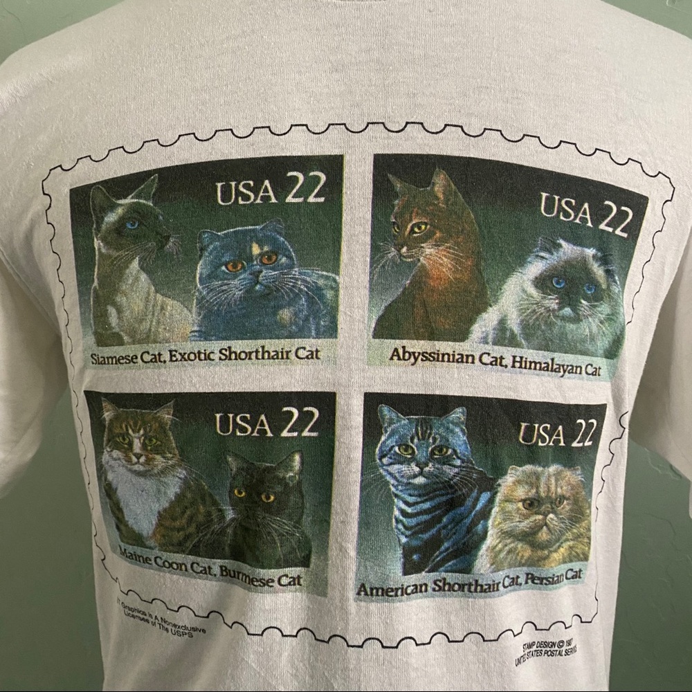 Vintage 1987 USPS Cat Stamp Shirt